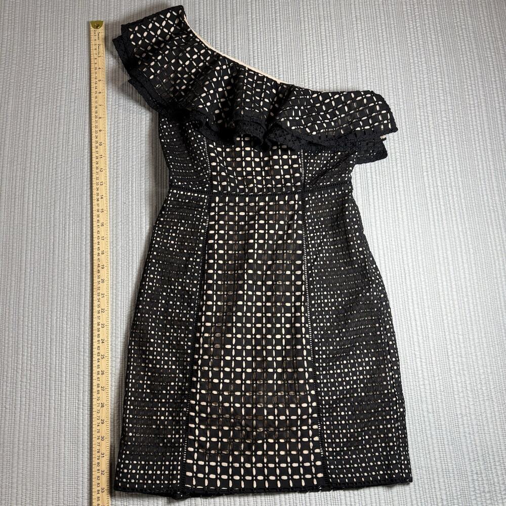 J. Crew Dress Black Eyelet One Shoulder Ruffle Womens 2 Romantic Minimal